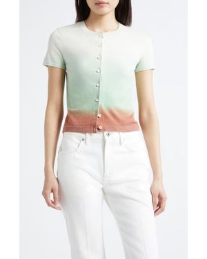3.1 Phillip Lim Short Sleeve Crop Wool Blend Cardigan - White