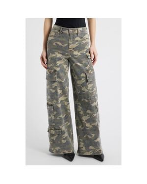 Hidden Jeans Camo Wide Leg Cargo Pants - Gray