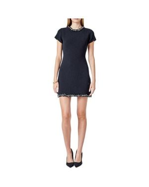 Endless Rose Jewel Trim Knit Minidress - Blue