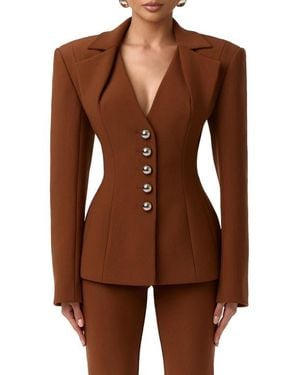 Naked Wardrobe Ponte Blazer - Brown