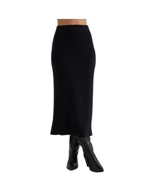 Bella Dahl Rib Knit Midi Skirt - Black