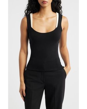 ARTLESS FOREVER Iris Layered Scoop Neck Tank - Black