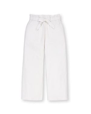 Hope & Henry Kids' Linen Paper Bag Tie-Waist Pant - White