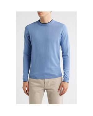 Jack Victor Drummond Tipped Combed Cotton Sweater - Blue