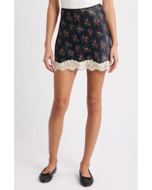 Doen Giulietta Lace Trim Crepe Back Satin Miniskirt - Black