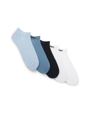 BOSS Assorted 5-Pack Cotton Blend Ankle Socks - Blue