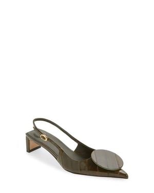 Jacquemus Les Duelo Mismatched Kitten Heel Slingback Pump - Metallic