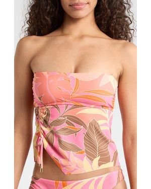 Sanctuary Ruched Side Bandeau Tankini Top - Black