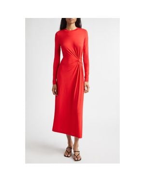 10 Crosby Derek Lam Avise Long Sleeve Twist Detail Jersey Midi Dress - Red