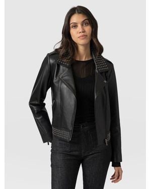 Saint + Sofia Bonham Studded Biker Jacket - Black