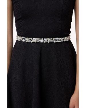 Un Deux Trois Stretchy Pearl And Gem Belt - Black