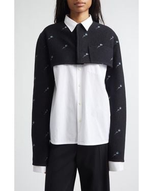 Rier Walker Floral Embroidered Wool Crop Jacket - White