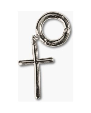 Nickel & Suede Cross Charm - Metallic