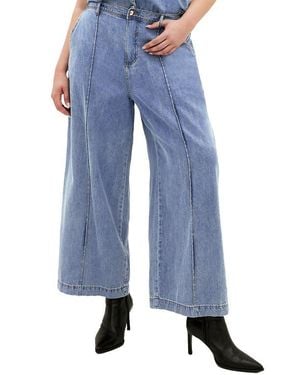 City Chic Tilly High Waist Wide Leg Jeans - Blue