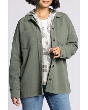 Thread & Supply Brooke Oversize Cotton Blend Shirt Jacket - Green