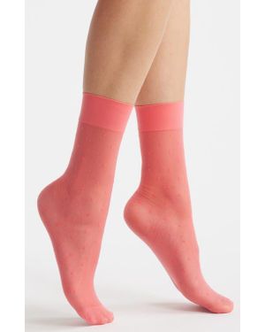 Nordstrom Everyday Sheer Dot Ankle Socks - Red