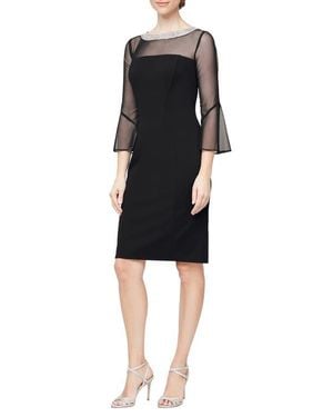 Alex Evenings Beaded Illusion Shift Dress - Black
