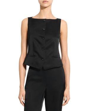 Theory Boat Neck Satin Vest - Black