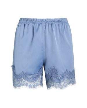 Open Edit Lace Trim Satin Shorts - Blue