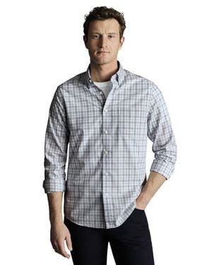 Charles Tyrwhitt Non-Iron Stretch Poplin Check Shirt - Blue