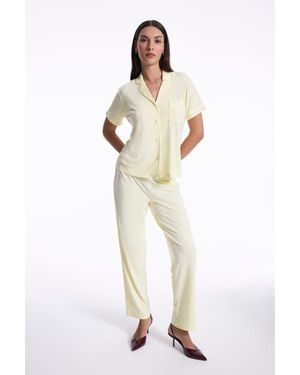 House of Silk Capri Extra Soft Pajama Set - Yellow
