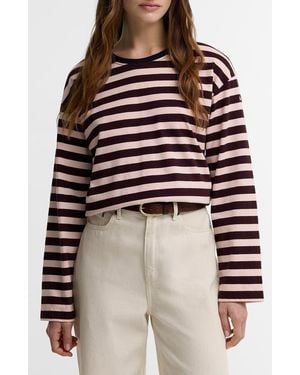 Barbour Woodhouse Striped Long Sleeve Cotton Top - Red