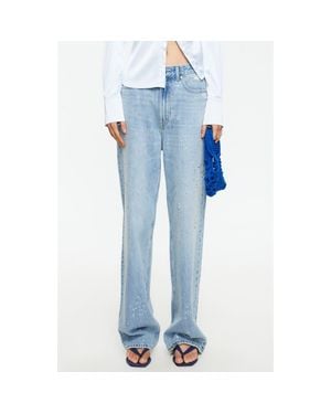 Lioness Diamante Wide Leg Jeans - Blue