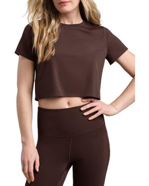 Rhone Serene Crop Performance T-Shirt - Brown