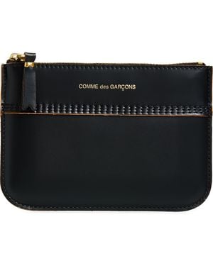 Comme des Garçons Triple Stitch Leather Zip Pouch - Black