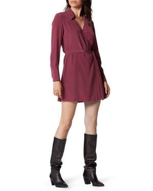 Equipment Antheme Long Sleeve Silk Wrap Dress - Red