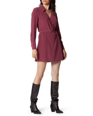 Equipment Antheme Long Sleeve Silk Wrap Dress - Red