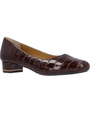 J. Reneé Bambalina Croc Embossed Block Heel Pump - Brown