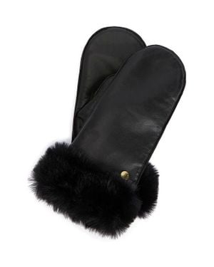 Barbour Daniella Leather & Faux Fur Mittens - Black