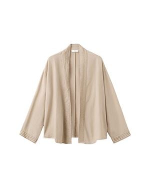 MANGO TEEN Bead Detail Open Jacket - Natural