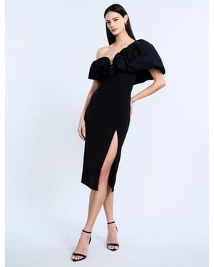 BCBGMAXAZRIA Solid Dress With Puff - Blue