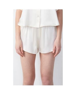 Etam Pearly Silk Pajama Shorts - White