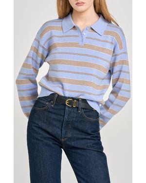 Wayf Carter Stripe Polo Sweater - Blue