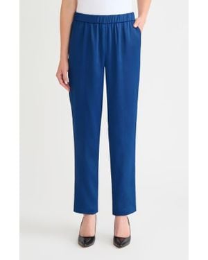 Misook Nora Crêpe De Chine Straight Leg Pants - Blue
