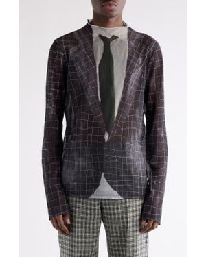 Acne Studios Elway Suit Trompe L'Oeil Print Long Sleeve Mesh T-Shirt - Black