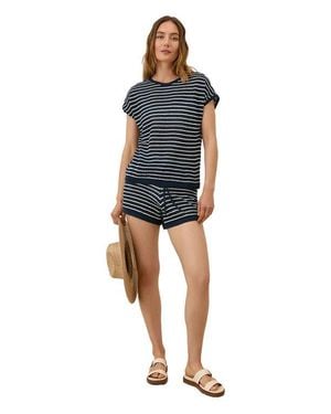 Pact Beachside Linen Short Sleeve Top Made With Organic Cotton - Blue