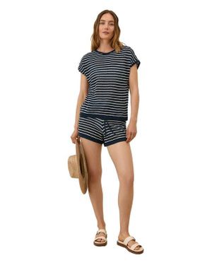 Pact Beachside Linen Short Sleeve Top Made With Organic Cotton - Blue