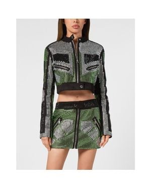 Philipp Plein Leather Biker - Green