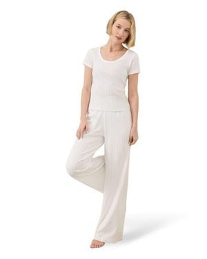 Pact Organic Cotton Pointelle Scoop Neck Tee - White