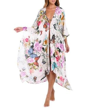 L'Agence Kara Butterfly Print Cover-Up Wrap - Red