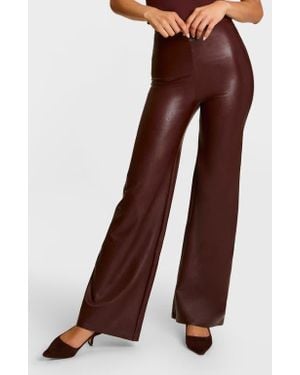 Commando Wide Leg Faux Leather Pants - Brown