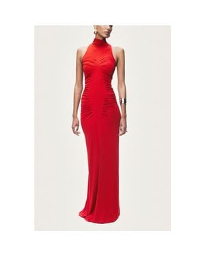 Nocturne Sleeveless Ruched Maxi Dress - Red