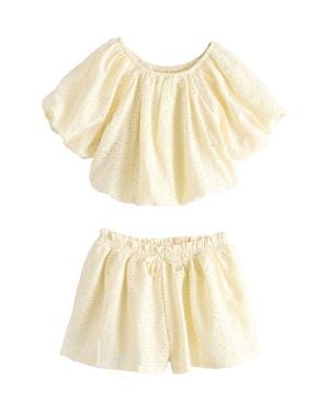 Next Kids' Broderie Top & Shorts Set - Natural