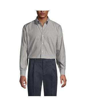 Lands' End School Uniform Tailored Fit No Iron Solid Supima Cotton Pinpoint Buttondown Collar Dress Shirt - Gray