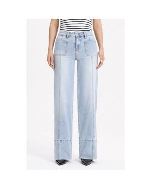 Bayeas Katia Patch Pocket Wide Leg Jeans - Blue