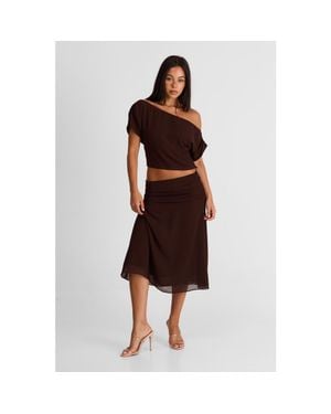 Sasha Therese Margot Midi Skirt - Red